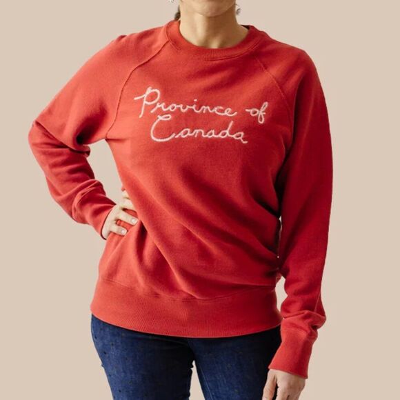 Province of Canada Embroidered Hand Script Sweatshirt XL Red - Picture 1 of 9